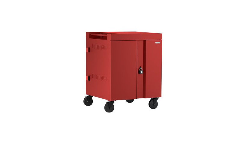 Bretford Cube TVC32 Pre-Wired USB-C Cart, 32 Devices, Red, TVC32USBC-RED