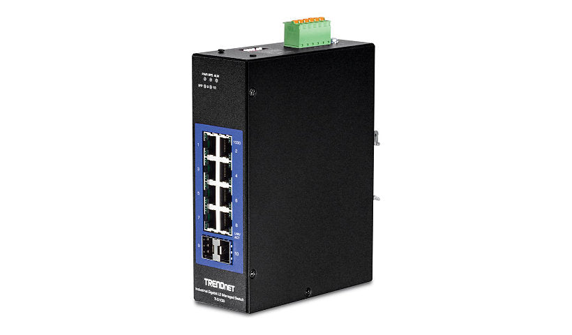 TRENDnet TI-G102I 10-Port Industrial Gigabit L2 Managed DIN-Rail Switch, 2 SFP
