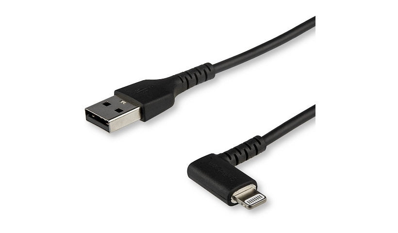 StarTech.com Rugged Right-Angle USB-A to Lightning Cable, MFi, Black, 2 m