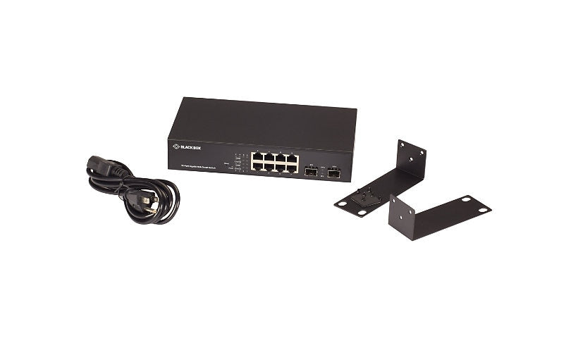 Black Box LGB710A 10-Port Gigabit Web Smart Switch, 2x SFP, Fanless, TAA