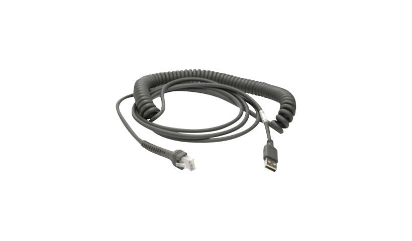 Zebra Coiled USB Cable for DS9308 Barcode Scanner, Shielded, 15 ft