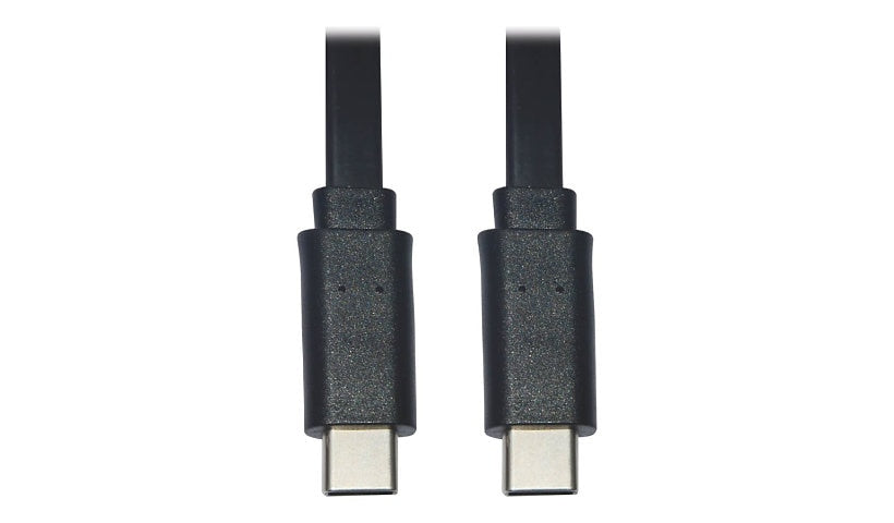 Tripp Lite USB-C Flat Cable, USB 2.0, 60W PD, Thunderbolt 3, Black, 3 ft