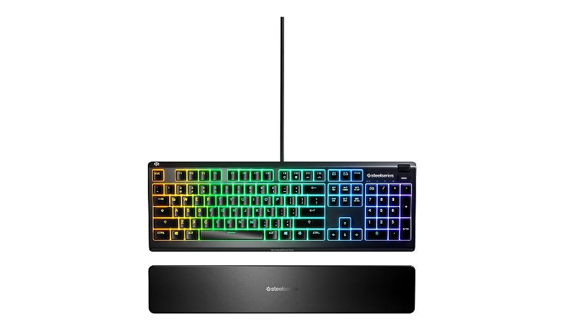 SteelSeries Apex 3 RGB Gaming Keyboard Whisper Quiet Magnetic Wrist Rest 1 Year