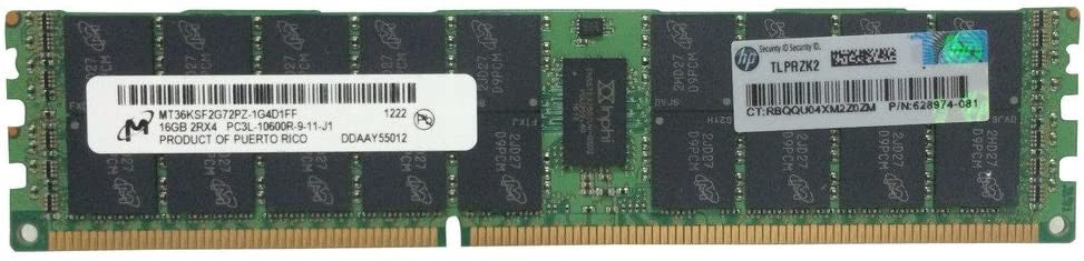 HPE 627812-B21 16GB DDR3-1333 PC3L-10600 2Rx4 CL9 ECC RDIMM LP Memory for G6/G7