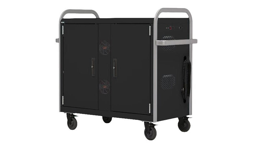 Bretford Link Sync & Charge Cart, 32 Laptops + Switch, Black, MDMLAP32NR-BPBP