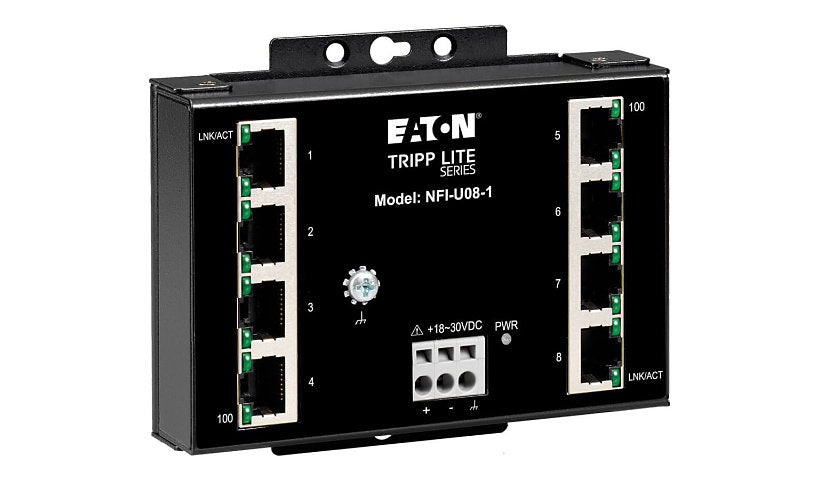 Tripp Lite NFI-U08-1 8-Port Fast Ethernet Industrial Switch, DIN or Wall