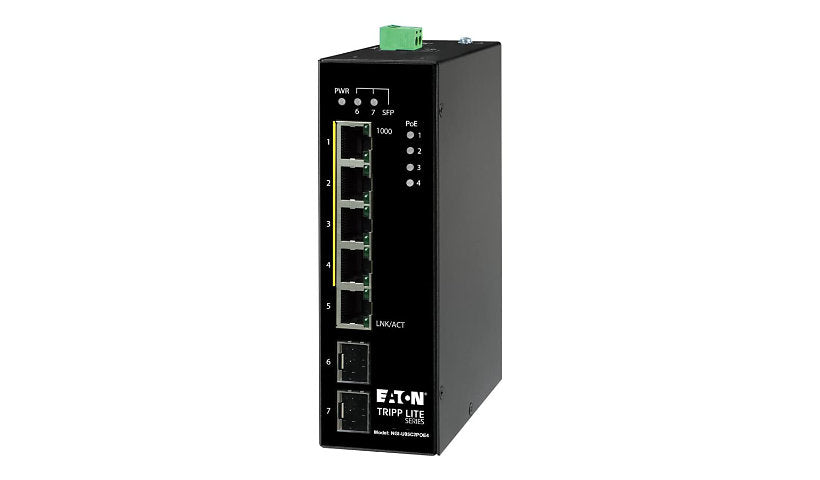 Tripp Lite NGI-U05C2POE4 Industrial Gigabit PoE+ Switch, 4 PoE+, 2 SFP
