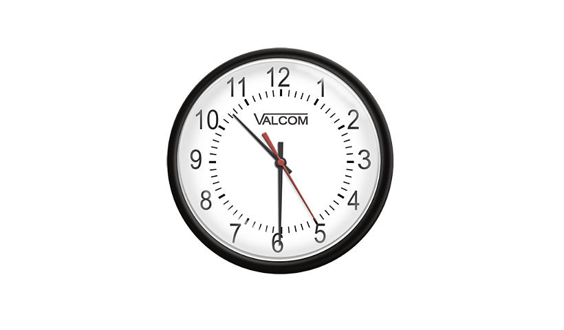 Valcom V-AW12B Wireless Analog Wall Clock, 12in, Black/White