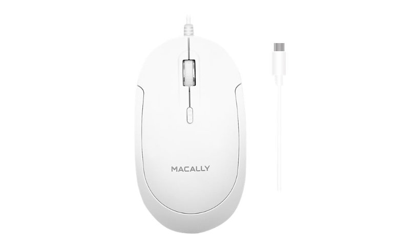 Macally UCDYNAMOUSEW Quiet Click USB-C Wired Mouse White Silver 2 Year