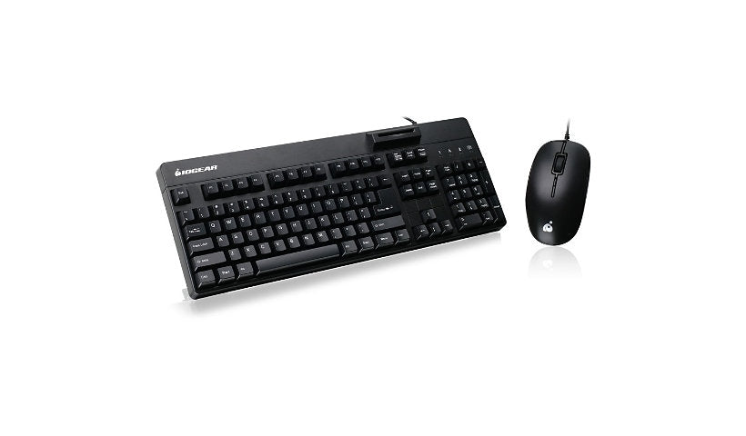 IOGEAR GKBSR202TAAKIT Keyboard Mouse with CAC Smart Card Reader TAA 1 Year