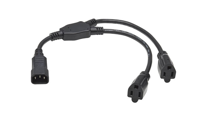 Tripp Lite P002-18N-2R C14 to 2x NEMA 5-15R Power Cord Y Splitter 18 in 13A 125V