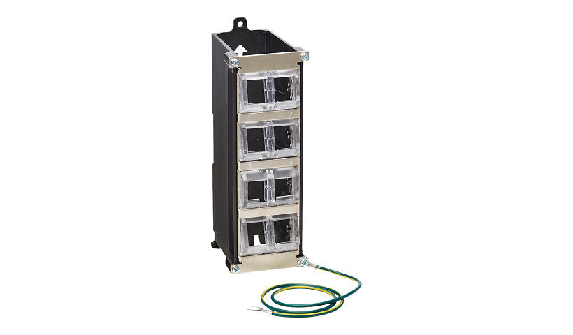 Eaton Tripp Lite 8-Port Metal DIN-Rail Mounting Keystone Patch Panel with Grounding, Black/Silver, TAA Compliant, N063-008-ENC