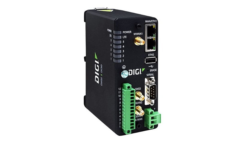 Digi IX30 Industrial LTE Advanced Router RS-232/422/485 DIN Rail IX30-00P7