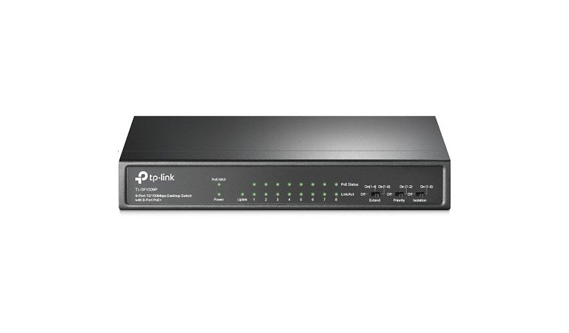 TP-Link TL-SF1009P 9-Port 10/100 Desktop Switch with 8 PoE+ Ports, 65W