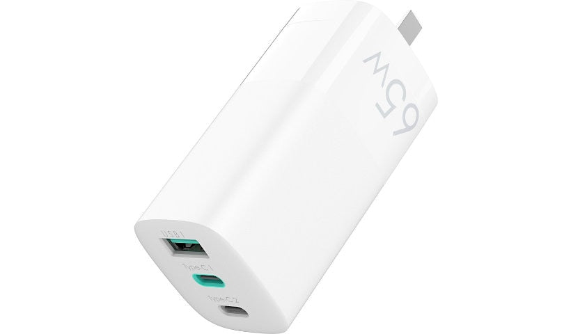 4XEM 65W GaN Wall Charger 2 USB-C 1 USB-A 4XGAN00165WW 1 Year