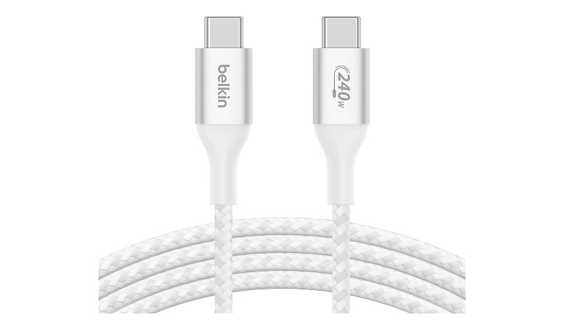 Belkin USB-C Cable, 240W PD 3.1, Braided Nylon, USB 2.0, 2 m (6.6 ft), White