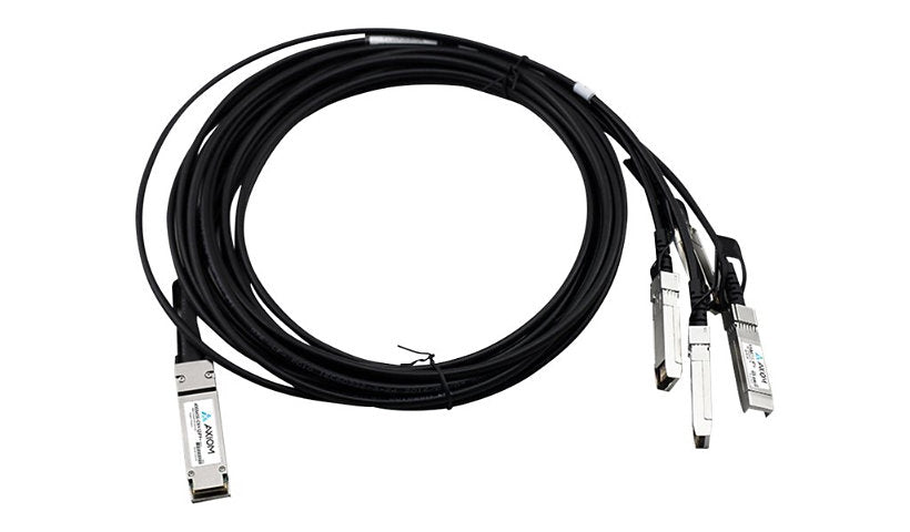 Axiom Cisco Compatible 3m (10ft) 100G QSFP28 to 4x SFP28 Passive Twinax Breakout Cable, Black, QSFP-4SFP25G-CU3M-AX