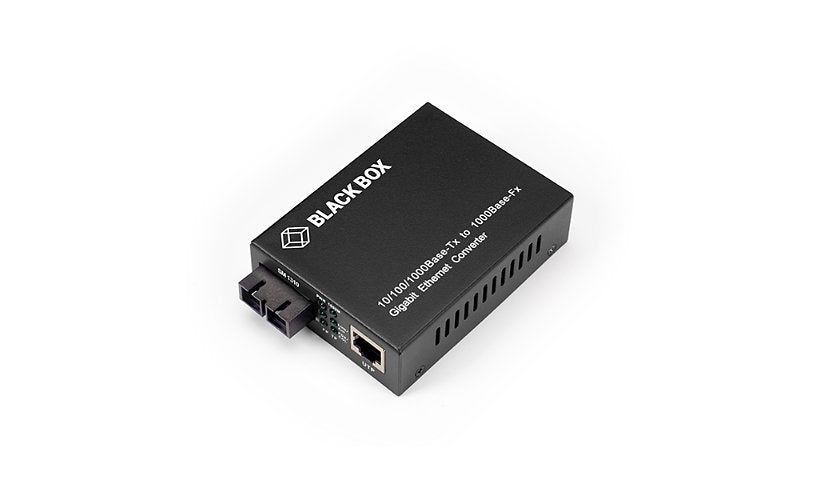 Black Box Gigabit Media Converter, 10/100/1000 RJ-45 to 1000BASE-LX SC Single Mode, 1310nm, 10km, LGC212A-R2