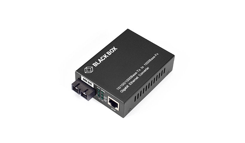 Black Box Gigabit Media Converter, 10/100/1000 RJ-45 to 1000BASE-SX SC Multimode, 850nm, 550m, LGC211A-R2