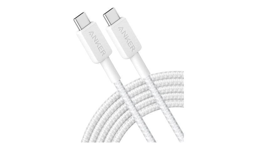 Anker 322 Braided USB-C to USB-C Cable, 60W, Fast Charging, White, 10 ft