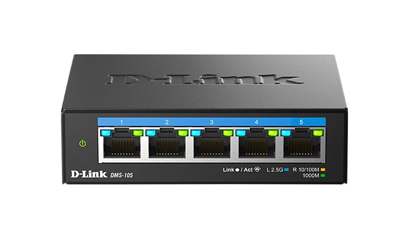 D-Link DMS-105 5-Port 2.5G Unmanaged Switch, Desktop or Wall, Fanless