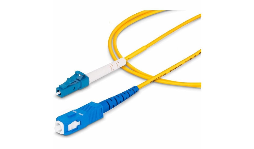StarTech.com SPSMLCSC-OS2-2M 2m (6.6ft) LC/UPC to SC/UPC OS2 Single Mode Simplex Fiber Patch Cable, 9/125, 40G/100G, LSZH, Yellow