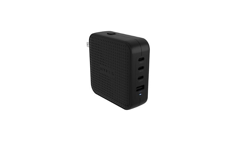 HyperJuice 100W GaN Travel Charger 3 USB-C 1 USB-A Black HJ1002BKWWGL 2 Year