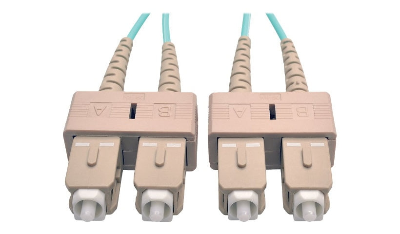 Tripp Lite (Eaton) N806-03M 3m (9.8ft) SC to SC 10Gb OM3 Multimode Duplex Fiber Patch Cable, 50/125, LSZH, Aqua