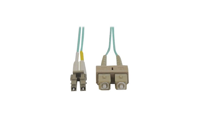 Tripp Lite (Eaton) N816-15M 15m (49.2ft) LC to SC 10Gb OM3 Multimode Duplex Fiber Patch Cable, 50/125, LSZH, Aqua