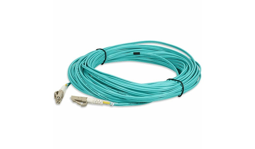 Proline 12m (39.4ft) LC to LC OM4 Multimode (MMF) Duplex Fiber Patch Cable, 50/125 µm, Plenum-Rated OFNP, Aqua, TAA Compliant, PRO-LC-LC-12M5OM4P-TAA