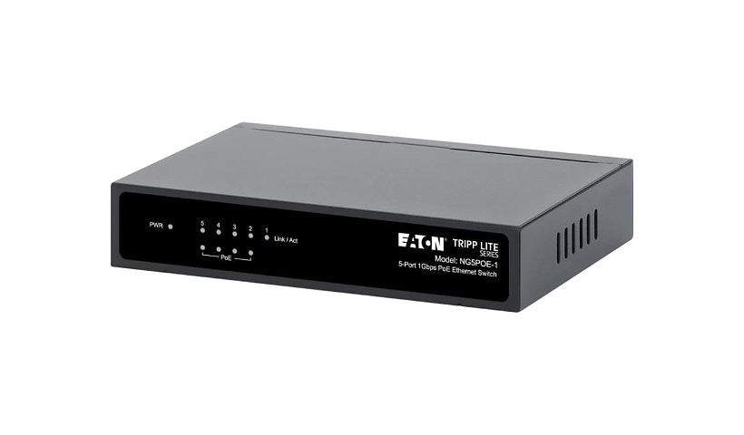 Eaton Tripp Lite NG5POE-1 5-Port Gigabit PoE+ Switch, 65W, Pass-Through
