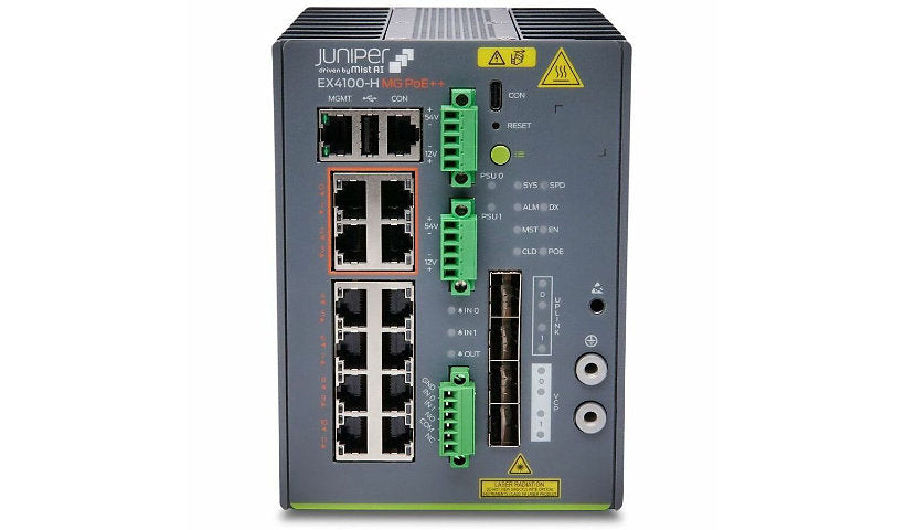 Juniper EX4100-H-12MP Rugged 12-Port Multigig PoE++ Switch, Fanless