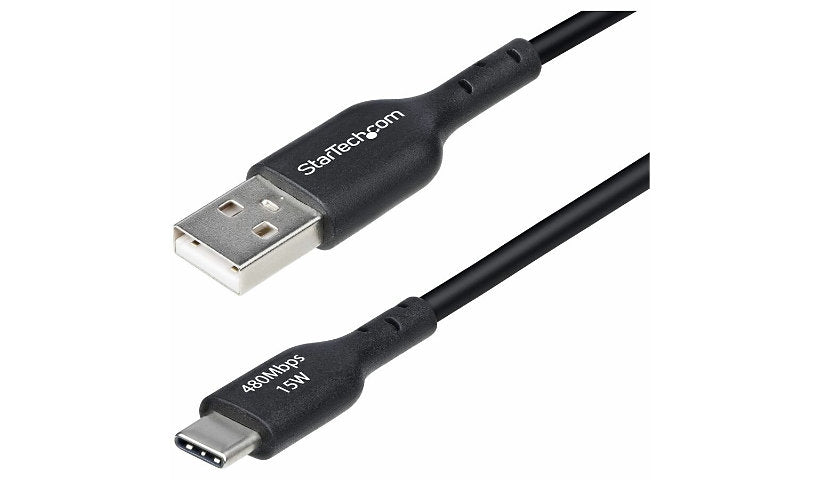 StarTech.com USB-A to USB-C Charge & Sync Cable, 3A, USB 2.0, TPE, Black, 3 ft