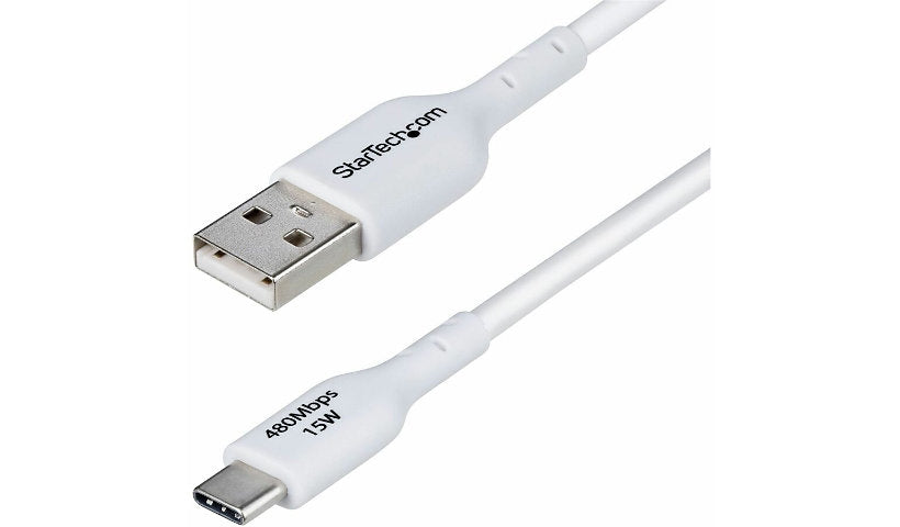 StarTech.com USB-A to USB-C Charge & Sync Cable, 3A, USB 2.0, TPE, White, 6 ft
