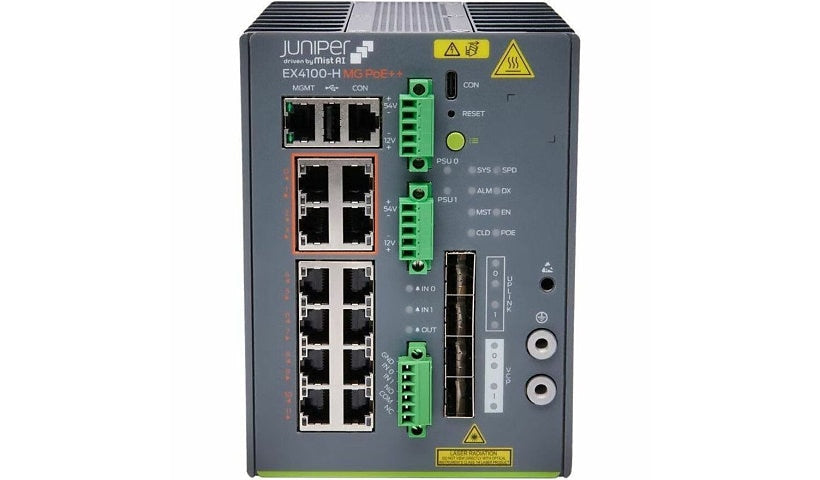 Juniper EX4100-H-24MP Rugged 24-Port PoE++ Switch, 8x 2.5G, 4x 10G, 370W