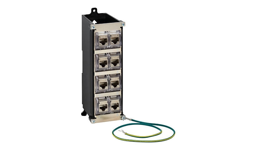 Tripp Lite N063-008-6A-SH 8-Port Cat6a Shielded DIN-Rail Patch Panel PoE++