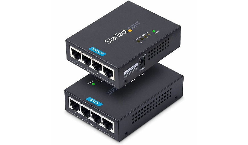 StarTech POEINJ4G-US 4-Port Gigabit PoE+ Midspan, 30W per Port, Wall