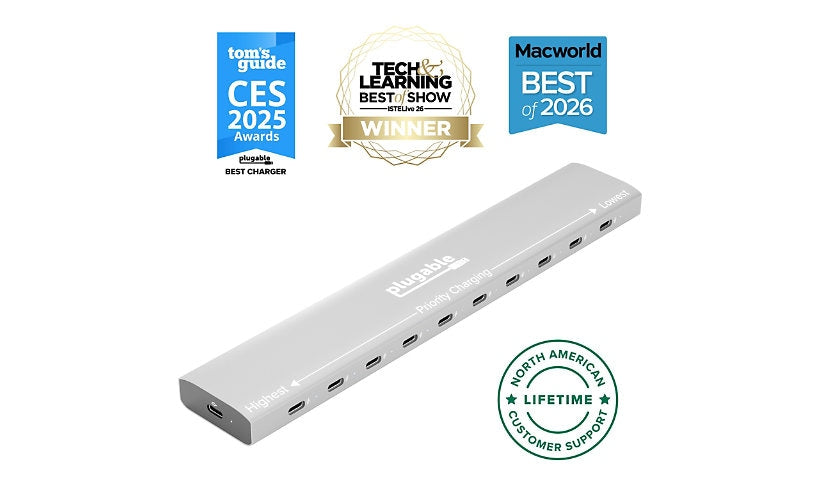 Plugable PS-10CC 10 Port USB-C Charging Station PriorityShare 100W
