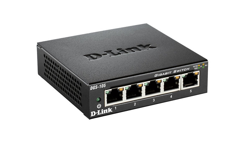 D-Link DGS-105 5-Port Gigabit Unmanaged Desktop Switch, Metal