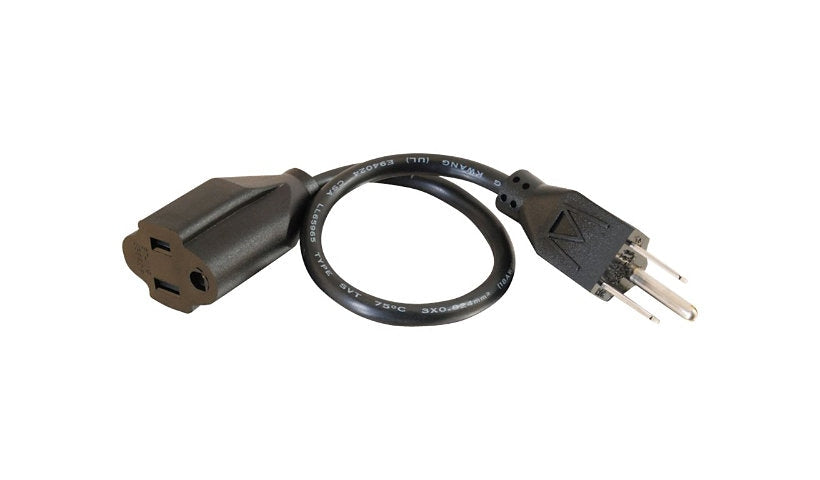 C2G 03137 NEMA 5-15P to NEMA 5-15R Outlet Saver Power Extension Cord 1 ft 18 AWG