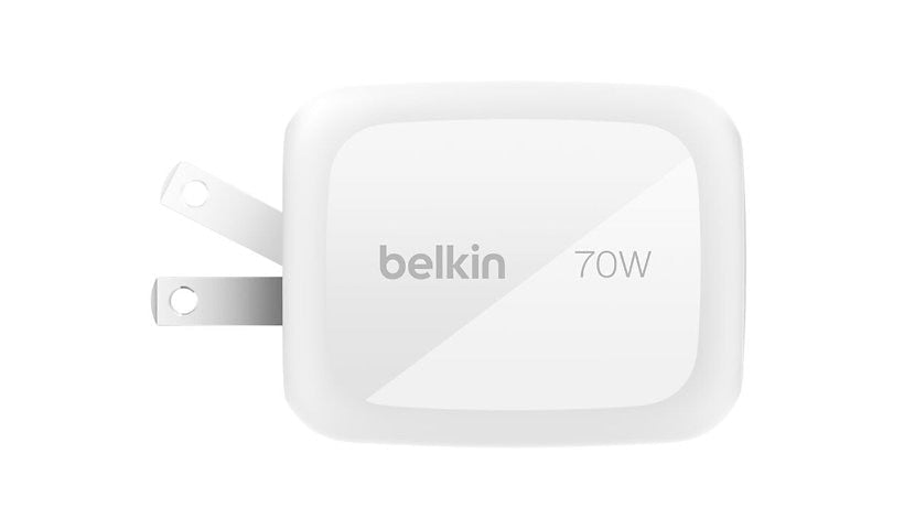 Belkin 70W GaN 3 Port Wall Charger 2 USB-C 1 USB-A White WCH018DQWH 2 Year