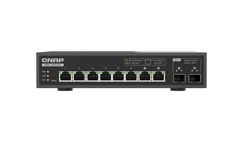 QNAP QSW-L3208-2C6T Managed 10GbE Switch, 8 x 10G RJ-45 + 2 SFP+