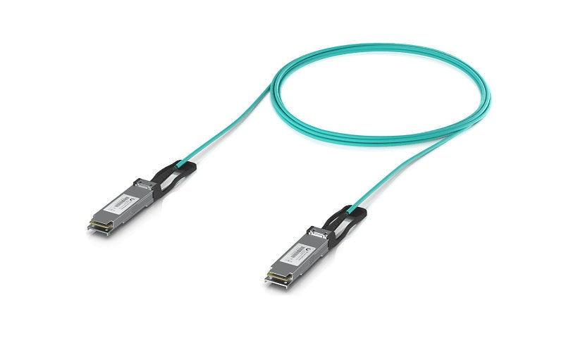 Ubiquiti 5m (16.4ft) 100GBase QSFP28 to QSFP28 Active Optical Cable, OM3, 850nm, Aqua, UACC-AOC-QSFP28-5M