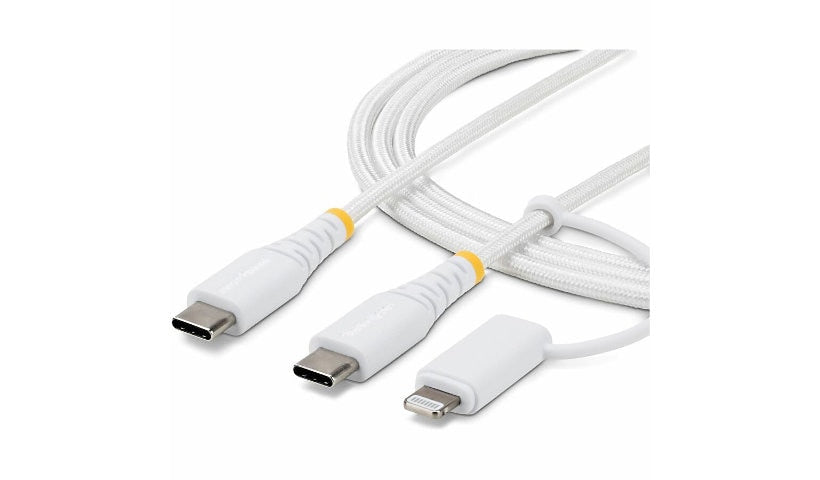 StarTech.com USB-C Cable with Attached Lightning Adapter, 2-in-1, MFi, 60W, 1 m