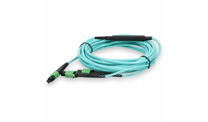 Proline Mellanox MFP7E20-N005 Compatible 5m (16.4ft) MPO-8/APC to 2x MPO/APC OM4 Multimode (MMF) 8-Fiber Breakout Patch Cable, 50/125 µm, LSZH, Aqua, MFP7E20-N005-PRO