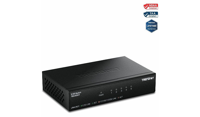 TRENDnet TEG-S351 5-Port 2.5G Unmanaged Switch, 25Gbps, Fanless