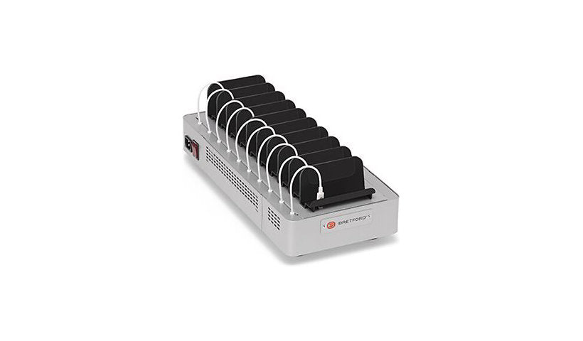 Bretford PureCharge Pro Tray, 10-Port USB-C, 30W, Charcoal, PCPDT10C-CK