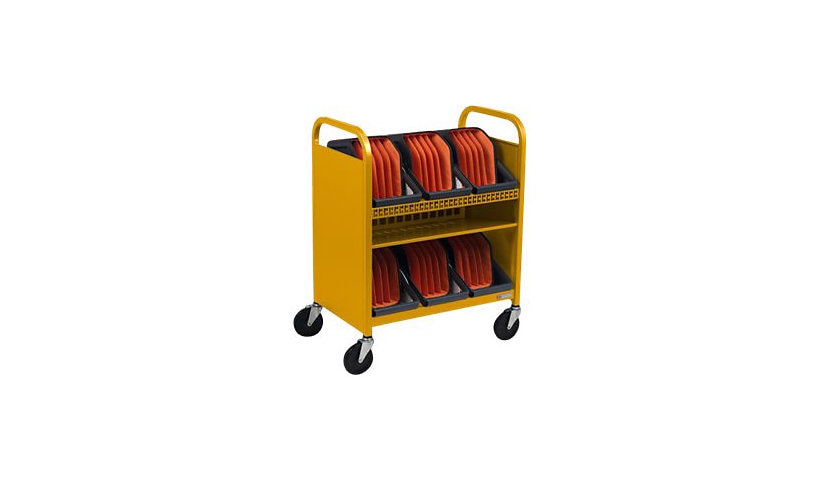 Bretford Cube Transport Cart with Caddies, 30 Devices, Mustard, TVCT30CAD-MUS