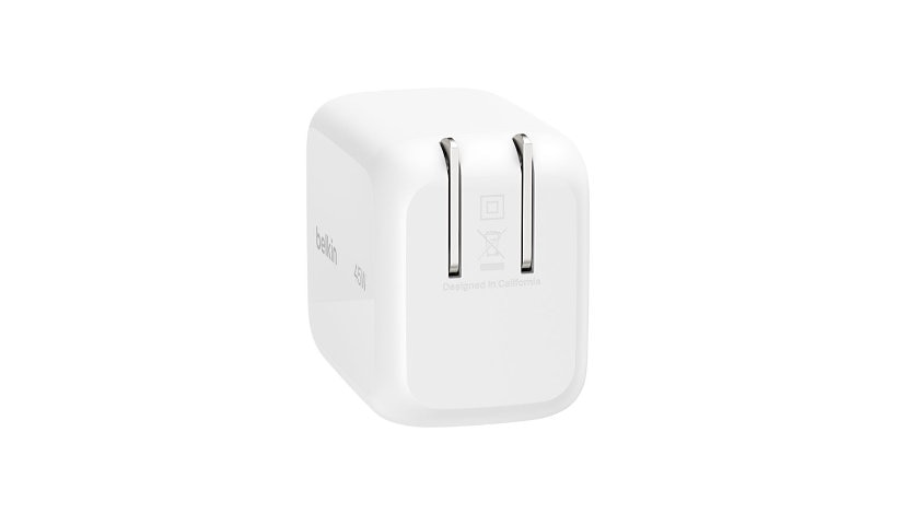 Belkin 45W GaN USB-C Charger Retractable Cable White WCH023DQWH 2 Year