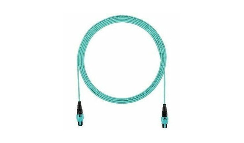 PanNet QuickNet FRZUP77Y002F040 40ft (12.2m) MPO Female to MPO Female Multimode Interconnect Fiber Cable, 50/125, OFNP Plenum, Aqua